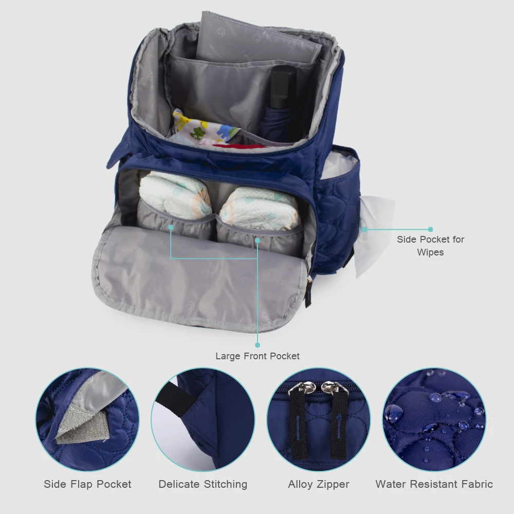 Lekebaby многофункциональная, для детских подгузников рюкзак сумка Материнство мамы объемная сумка ребенок при смене подгузников сумка девочка