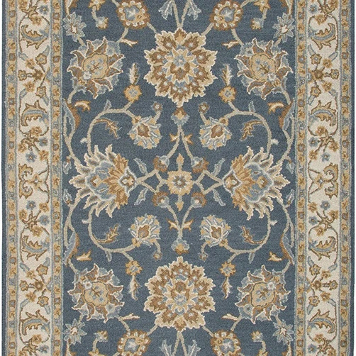 Rizzy Home Ashlyn Hand-Tufted Area Rug, 2-Feet 6 by 8-Feet, Traditional, Navy/Ivory