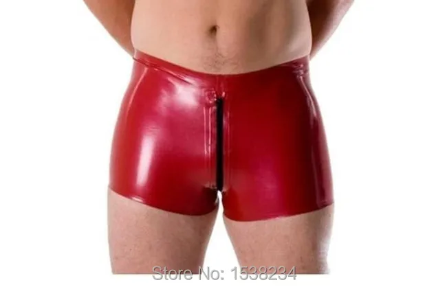 

Men Latex Rubber knicker Underwear Latex Short Pants With Crotch U Zip