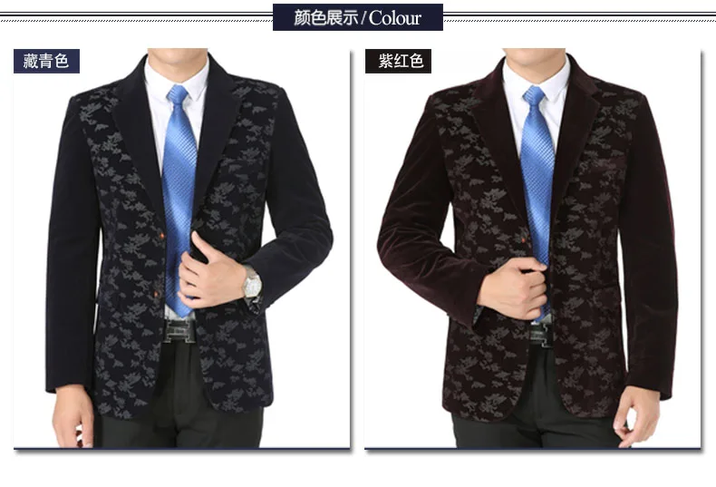 WAEOLSA Men Fashion Blazers Floral Print Suits Coats Man Patchwork Blazer Navy Blue Purple Outfits Male Slim Fit Blazer Masculino (3)