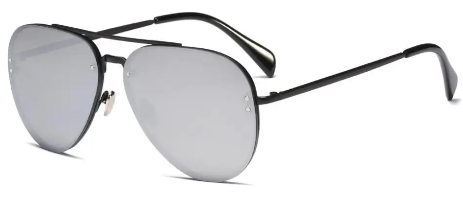 Модные зеркальные солнцезащитные очки женские брендовые дизайнерские овальные линзы мужские солнцезащитные очки пилота большие солнцезащитные очки UV400 - Цвет линз: C2 black silver