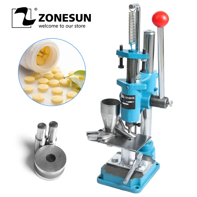 

ZONESUN Sugar Tablet Mini Press Machine Lab Professional Tablet Manual Punching Machine Medicinal Making Device For Hot Sale