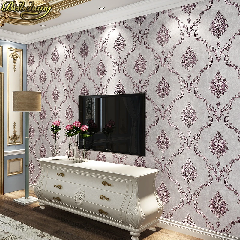 beibehang Precision Damascus wallpaper TV background luxury European wallpaper 3d bedroom living room 3D wall papers home decor