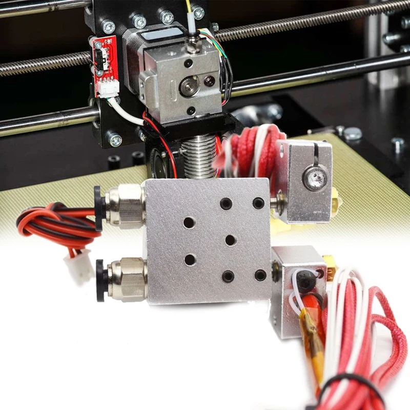 

3D Printer Dual Header Metallic Dual Color Extruder Head Compatible with v5v6 Printhead