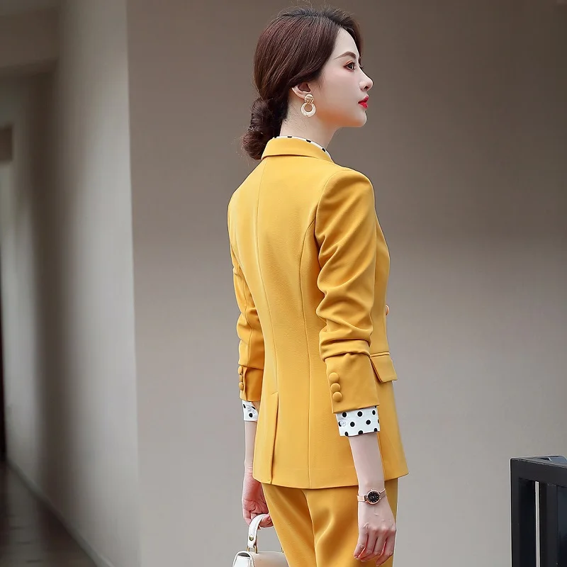 Women suits Slim spring Solid color jacket Pants 2-piece set OL Formal Business Women pants suits Woman set suits 369