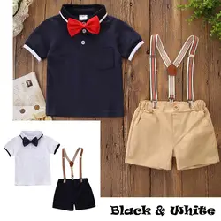 Летняя одежда для маленьких мальчиков футболка-поло с короткими рукавами и бантом хлопковая Футболка с отложным воротником для маленьких