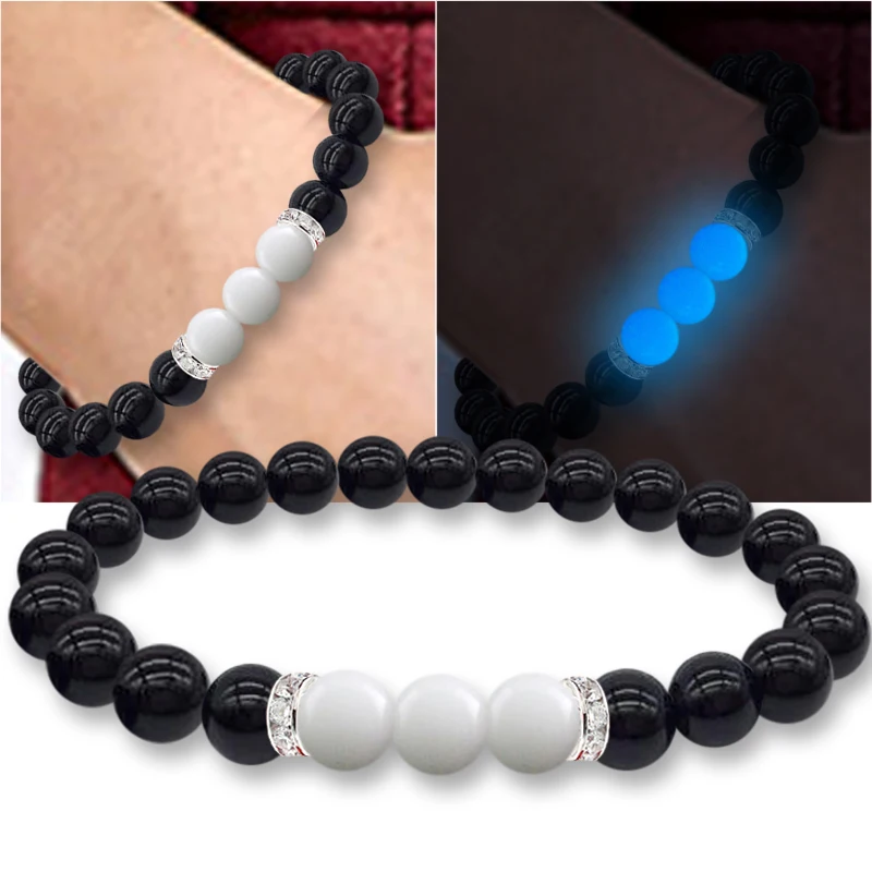 Luminous Bracelet Night Light Magic Novelty Lighting Beads Noctilucent Crystal Natural Stone For Girls Women Gift Wrist Band