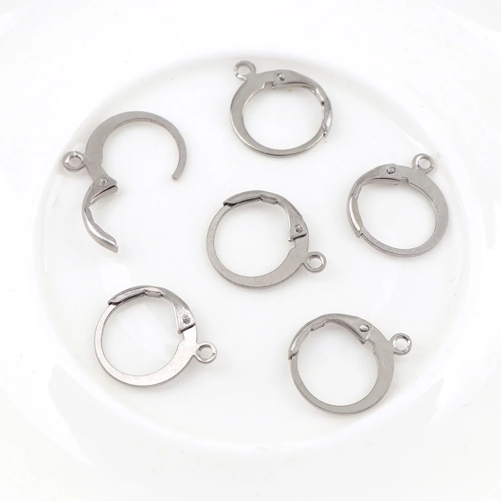 

20PC Round Stainless Steel Fashion French Lever Round Hook With Holes Back Stopper Hook Earrings For DIY Earring Findings