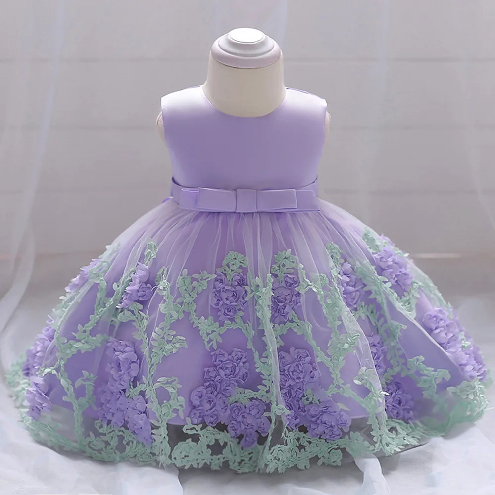 Платье-пачка принцессы с цветочным принтом для маленьких девочек; Торжественная одежда без рукавов с бантом; платья с кружевными рюшами; платье с вышивкой