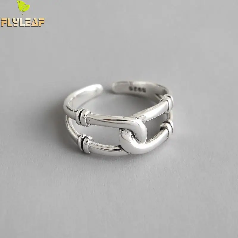 

Flyleaf Ins Simple Hollow Line Fish Gold Real 925 Sterling Silver Rings For Women Fine Jewelry Open Ring High Quality Designer