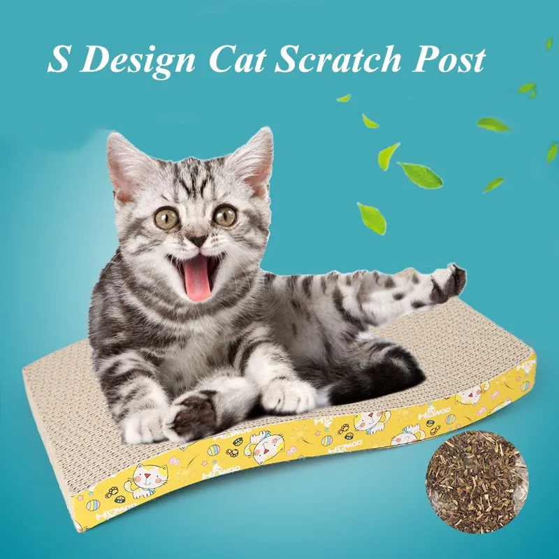 JCPAL Funny Cat Scratching Post With Catnip Corrugated Paper Durable