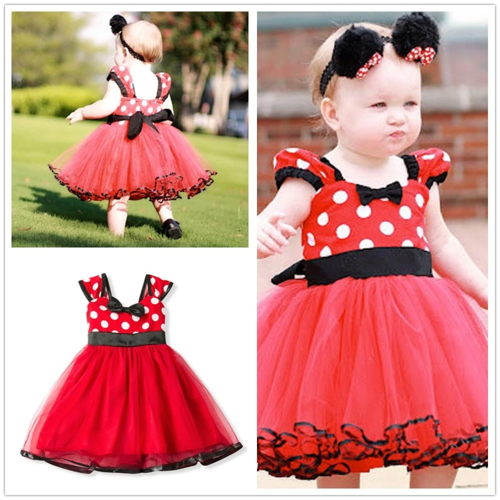 Minnie Mouse, ropa para niña, Minnie, vestidos para bebé, bautizo, 1 año,  vestido de cumpleaños para niña, ropa, disfraz|Vestidos| - AliExpress