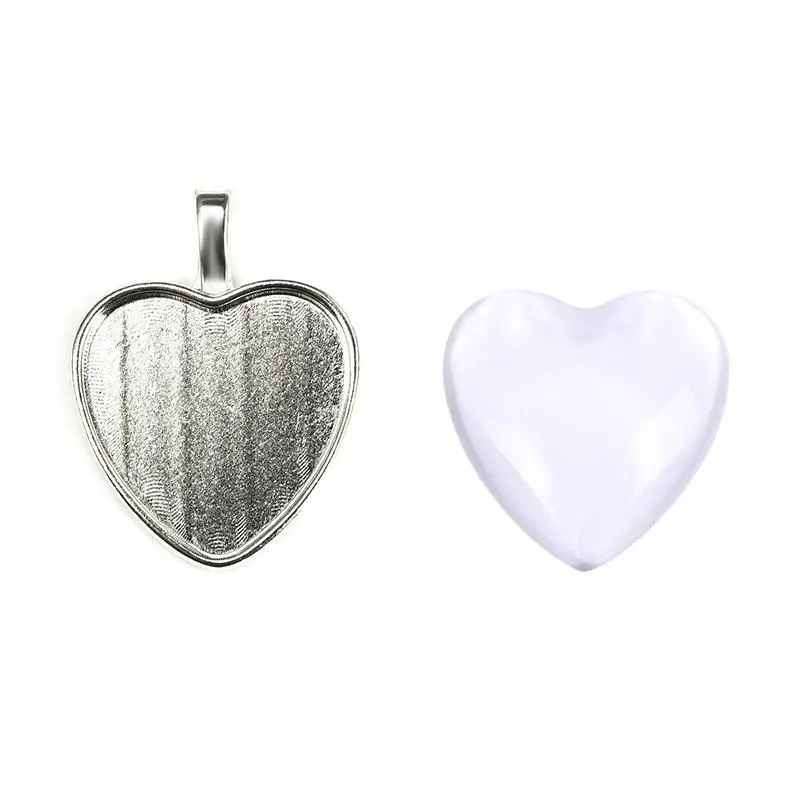 20 комплектов 25 мм Сердце прозрачная стеклянная основа для установки кабошона для DIY кулон ожерелье ювилирные изделия фурнитура компонент