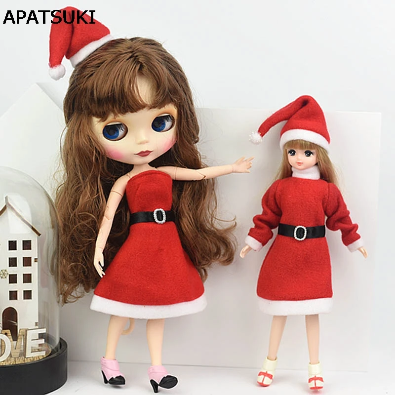 Наряд ручной работы для Blythe Doll Dress & Red Hat обувь на высоком каблуке одежда Барби 1/6