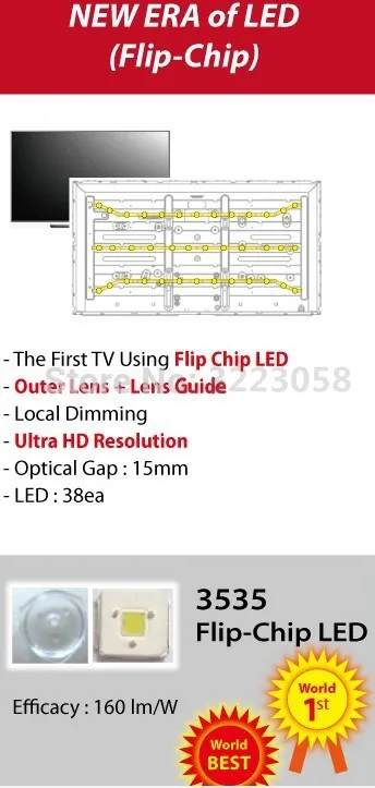 Оригинальный Люмен LED подвестка шт. 100 флип-светодио дный чип LED 2,4 Вт 3 в 3535 холодный белый 153LM для SAMSUNG светодио дный LED ЖК-дисплей подсветка ТВ