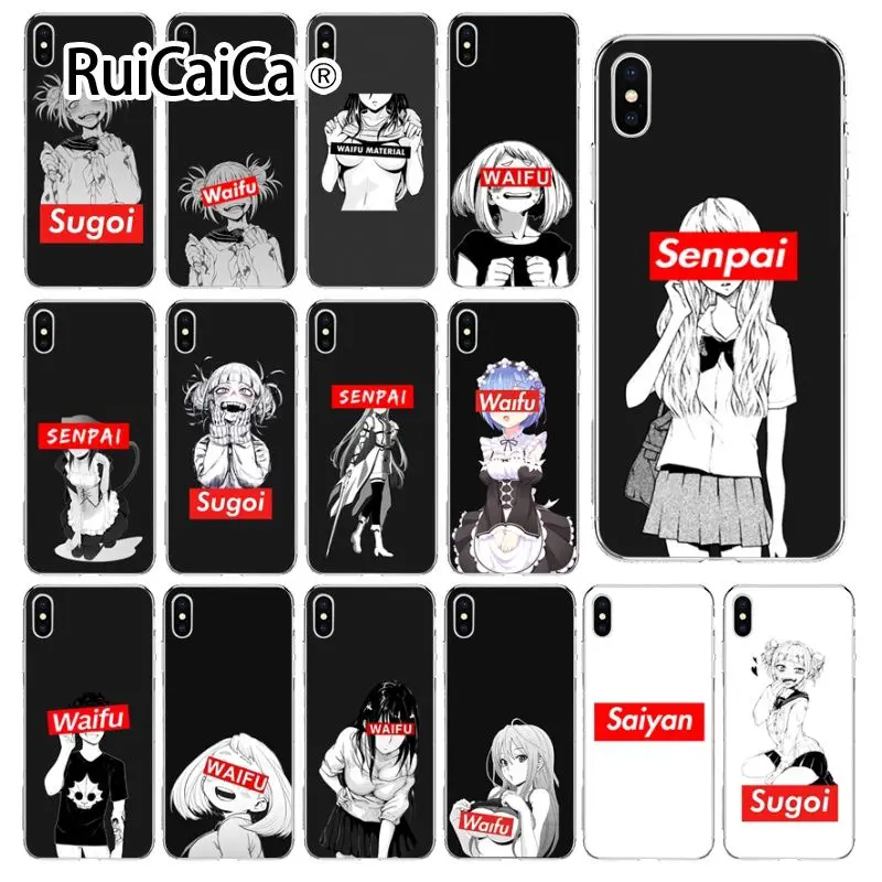 Ruicaica Sugoi Senpai аниме Waifu Мягкий Силиконовый ТПУ чехол для телефона iPhone 5 5Sx 6 7 7plus 8 8Plus X