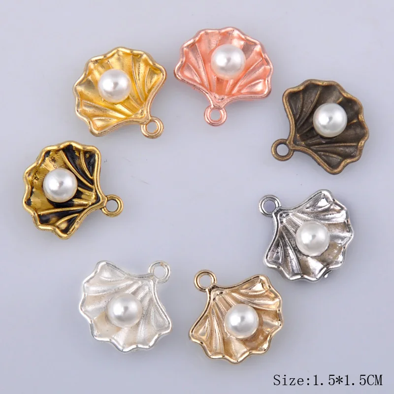 Shell Charm//Pendant Tibetan Antique Silver 15mm 10 Charms Accessory Jewellery