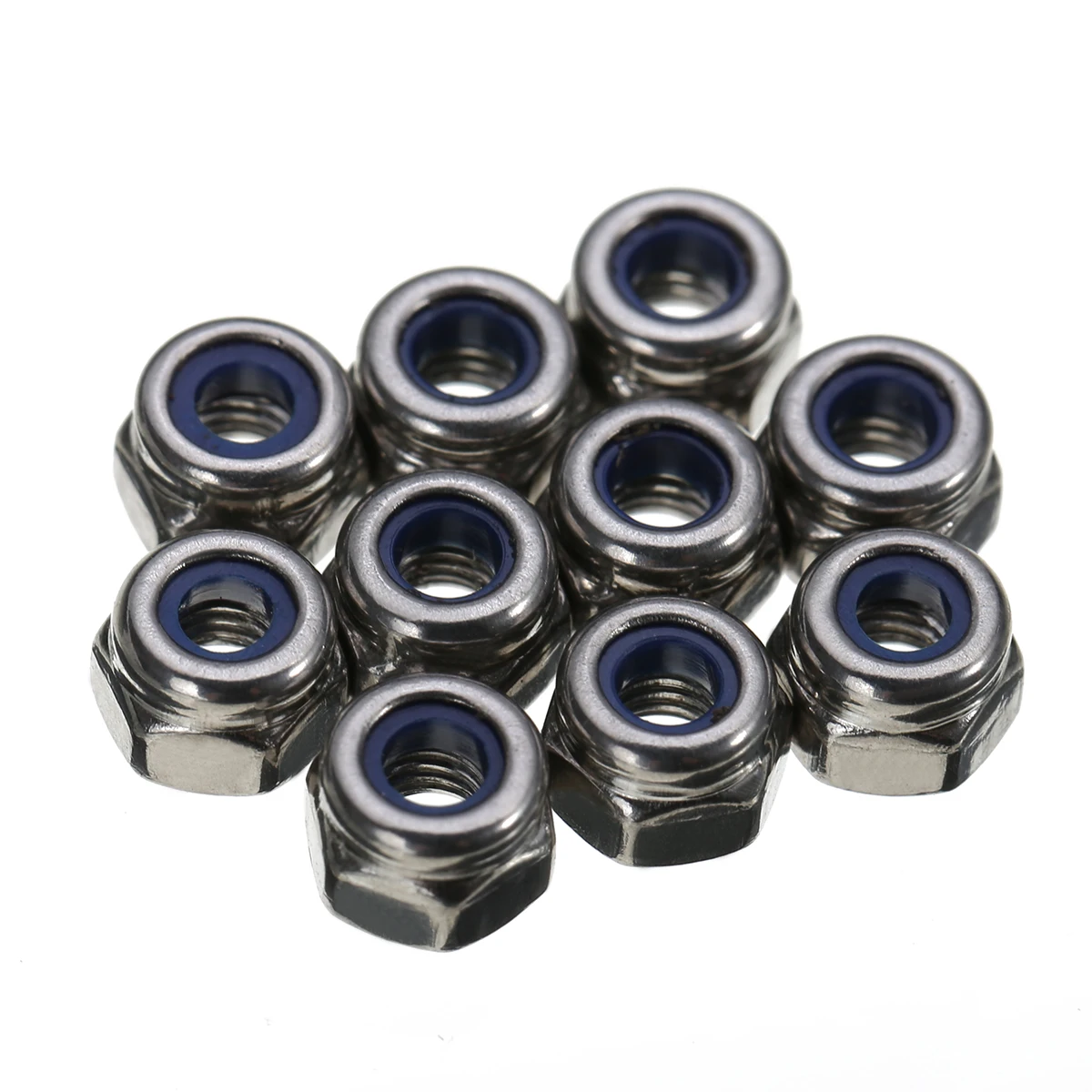 100pcs M3 Stainless Steel Hex Nuts Nylon Insert Locking Screw Metric thread Anti-slip Lock Nuts