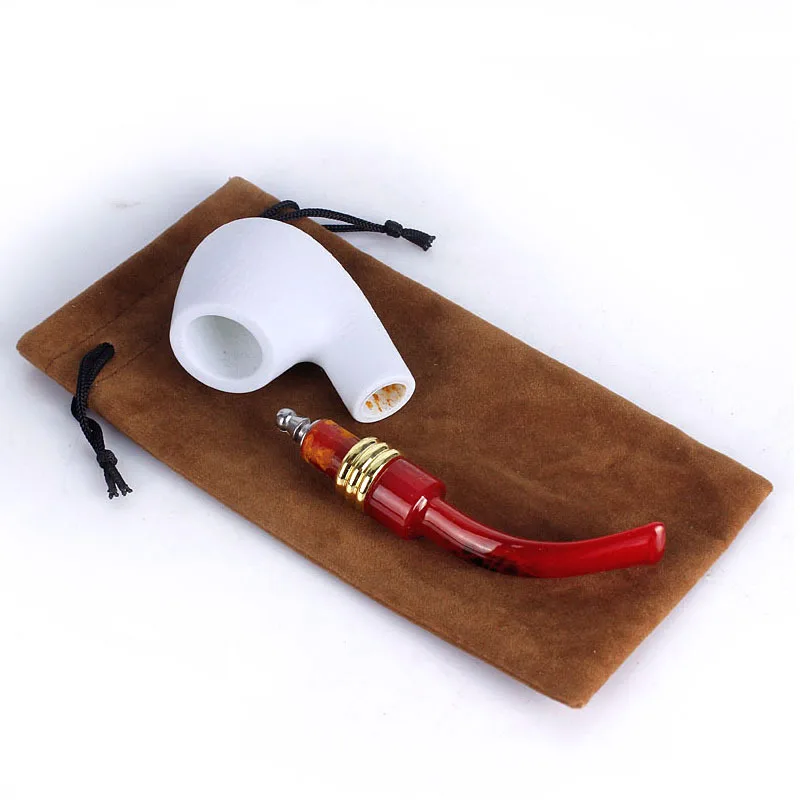 Sepiolite Detachable Weed Smoking Pipes Classic White Tobacco Durable