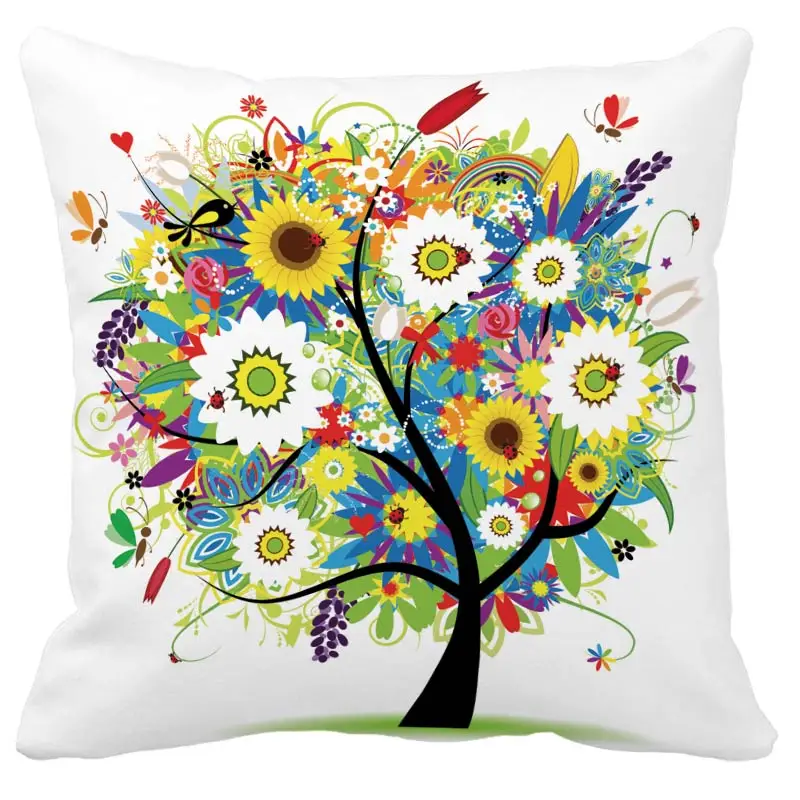 Cartoon Color Tree Cushion Cover Nordic Simple Geometric Decorative Throw Pillows Cushion Covers for Sofa Polyester Cotton