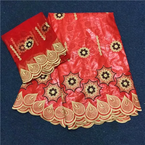 Красный Bazin riche getzner coton africain blanc basin riche getzner tissu dentelle brocade jacquard fabric 5+2yard/set KFZ-1 - Цвет: Красный
