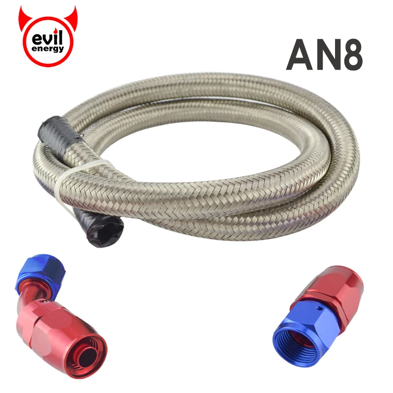 VekAuto AN3 Braided Steel Turbo Oil Feed Line 90 Degree To Straight