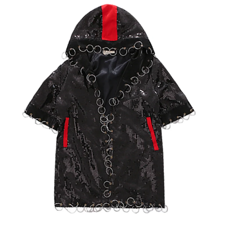 Black Coat Shinny одежда в стиле хип-хоп детские танцевальные костюмы для детей мальчиков и девочек в стиле джаз уличный сценическая танцевальная одежда детский танцевальный костюм BL1384 - Цвет: Black Coat