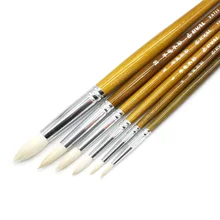 Eval 6pcs Set Round Pointed Tip Wool Goat Hair Artists Paint brushes For Watercolor Gouache Inks Tempera Paint Drawing Supplies
