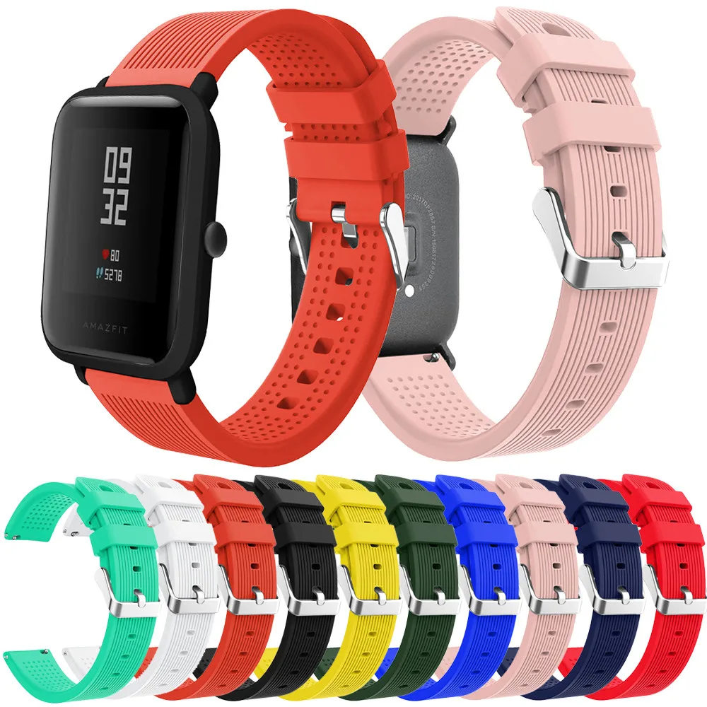 20 мм силиконовый ремешок для часов Xiaomi Huami Amazfit Bip BIT PACE Lite Молодежный умный ремешок для часов спортивный браслет ремешок на запястье водонепроницаемый