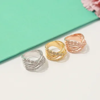 

2019 Fashion Summer Jewelry Punk Ring Rose Gold color Plated Austrian Crystals Women Rings Jewelry Bague Femme for woaman