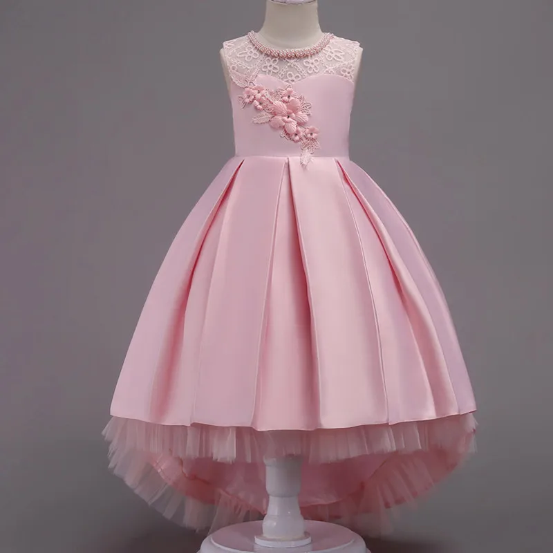 Baby Girl Dress Children Kids Dresses For Girls 2 3 4 5 6 7 8 9 10 Year Birthday Outfits Dresses Girls Evening Party Formal Wear - Цвет: Pink