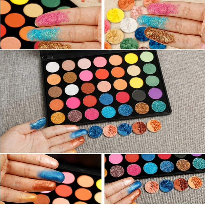

Wholesale No Label Waterproof Makeup Pressed Glitter Eyeshadow 35 color eye shadow palette Matte Shimmer MakeUp Eyeshadow Eyes