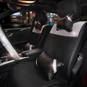 

Ladycrystal Rhinestone steering wheel Cover 38cm neck lumbar support pillow Car Styling Interior Decoration Accessories