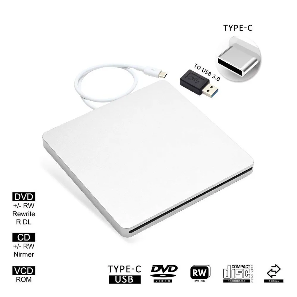 YiYaYo USB-C внешний CD Привод DVD CD VCD rom ридер DVD RW горелка Писатель проигрыватель для ноутбука/рабочего стола Windows MAC OS