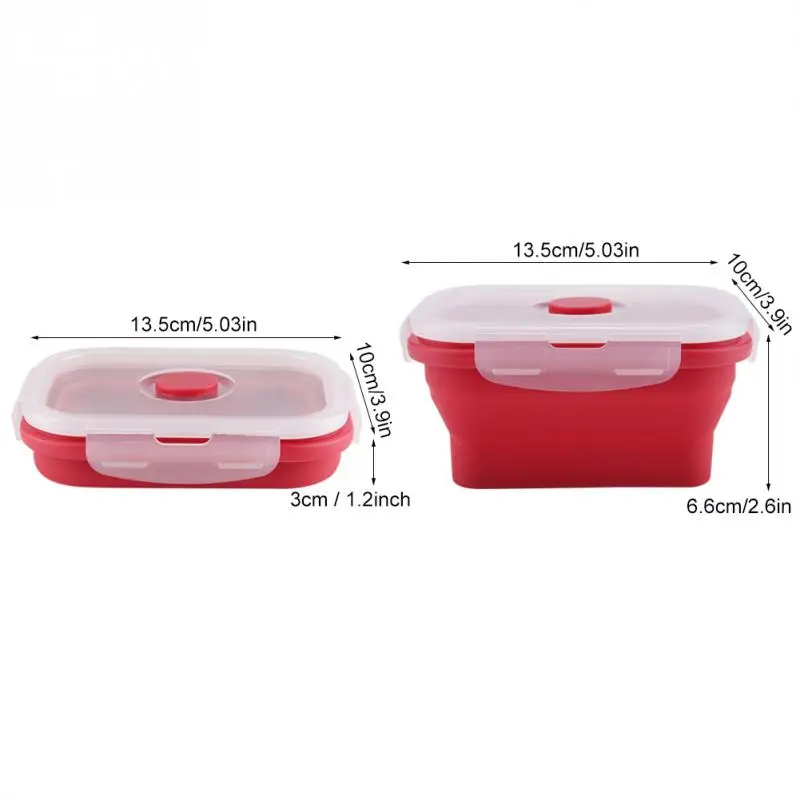 350 мл складной здоровый материал экологичный силиконовый Ланч-бокс для детей Студенческая портативная миска Bento контейнер для еды столовая посуда наборы - Цвет: Красный