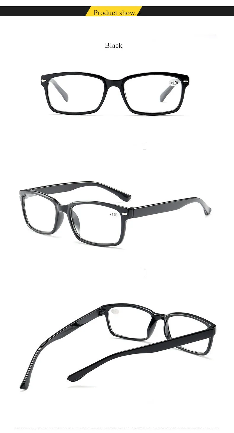 Удобные ультралегкие очки для чтения, квадратная Пресбиопия PC прозрачная оправа очки+ 1,0+ 1,5+ 2,0+ 2,5+ 3,0+ 3,5+ очки A1303
