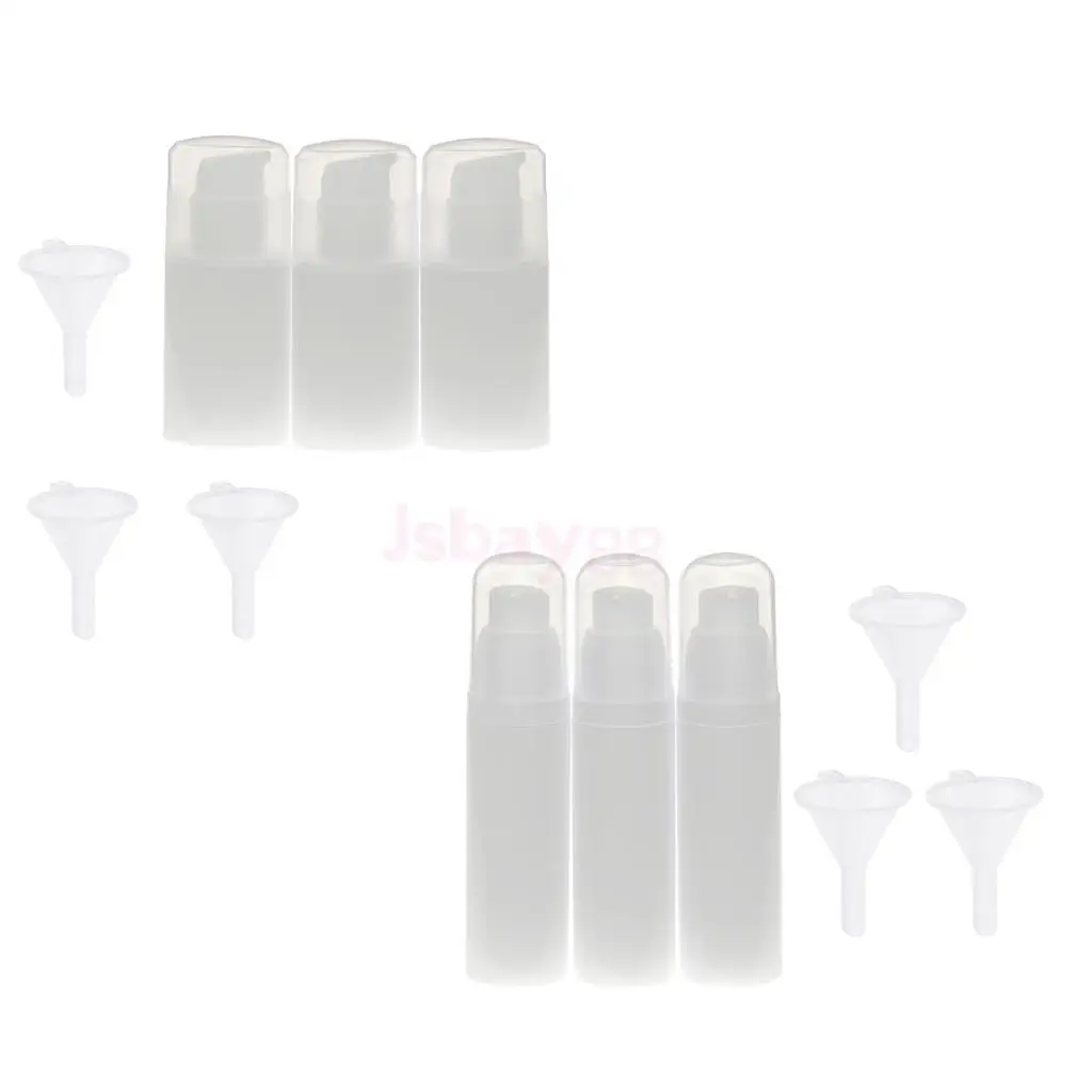 

6 Pieces Empty Refillable Airless Lotion Pump Cosmetic Bottle Liquid Cream Containers with 6 Funnels Set