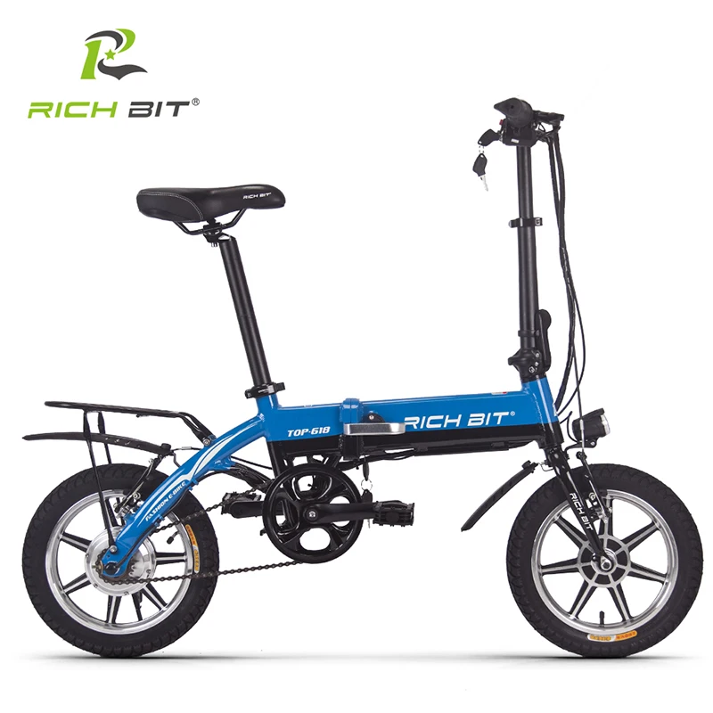 Cheap Richbit 250W 36V 10.2Ah City Portable Folding Electric Bicycle Frame Inner Removable Battery Relased 14 Inch Mini Folding eBike 1