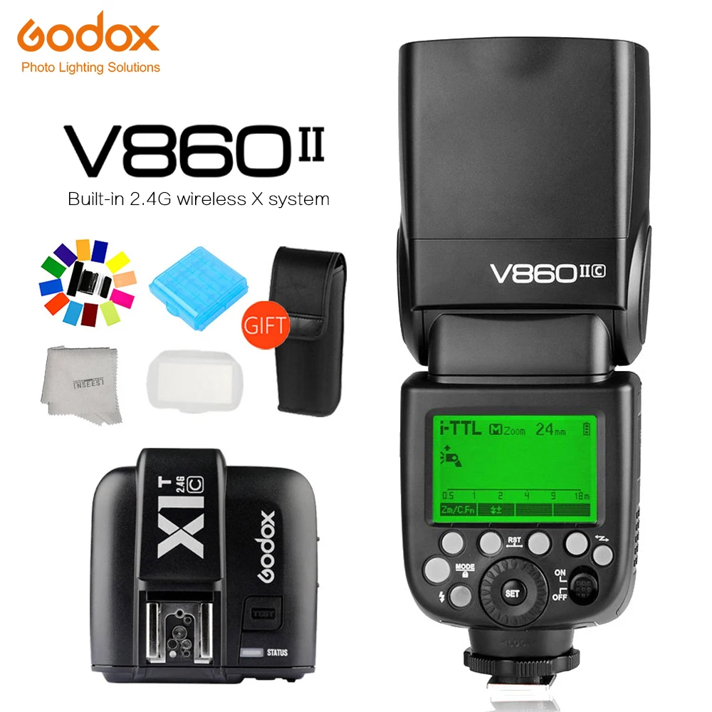 

Godox V860II GN60 E-TTL HSS 1/8000s Speedlite Flash Li-ion Battery + X1T Flash Transmitter for Canon Nikon Sony Fujifilm Olympus