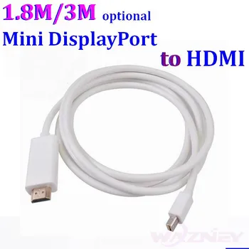 

600pcs 1.8m 3m Thunderbolt Mini DisplayPort Display Port Male MINI DP to HDMI Male Converter cable For Apple Macbook Mac Pro