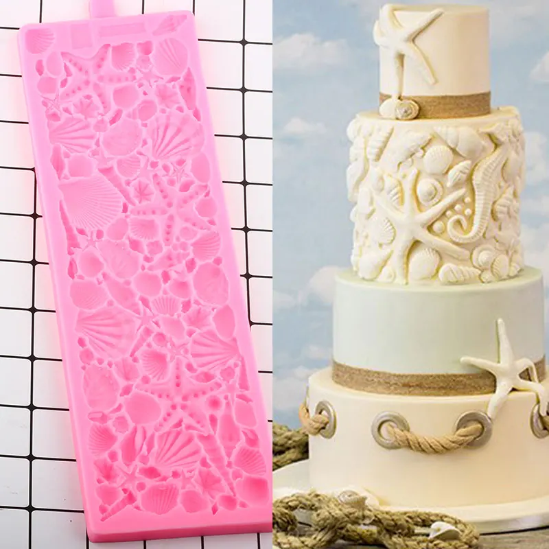 

Shells Conch Silicone Cake Border Fondant Molds Wedding Birthday Cake Decorating Tools Cupcake Candy Chocolate Gumpaste Mould