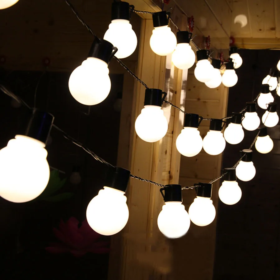 Novelty 5M 20pcs 5CM Big Ball Led String Light Black Wire Outdoor Christmas Garland Fairy String ...
