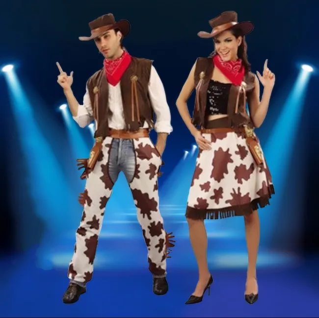 New halloween costume for adult men&women cosplay western male cowboy costume & Cowgirl costume