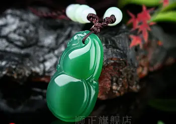 

Koraba Fine Jewelry Chinese 100% Natural Agate Jade Chalcedony Ruyi Gourd Jade Pendant Necklace Free Shipping