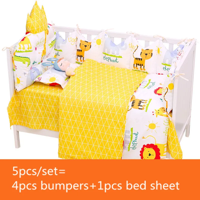 Корона Форма Детские постельные принадлежности набор мягкий хлопок кровать для малыша комплект 5 шт./компл. детская кроватка набор в том числе бамперы простыня дышащий комплект для детской кроватки - Цвет: dongwuwangguo