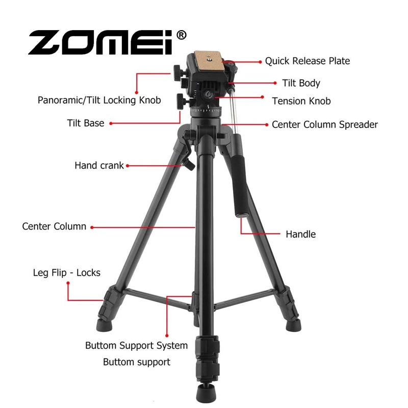ZoMei VT111 Противоскользящий Переносной Профессиональный штатив для фотосъемки