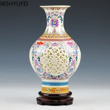 Pastel ceramics Hollow vase Living room flower arrangement hydroponic plant TV cabinet wine cabinet home decoration WSHYUFEI