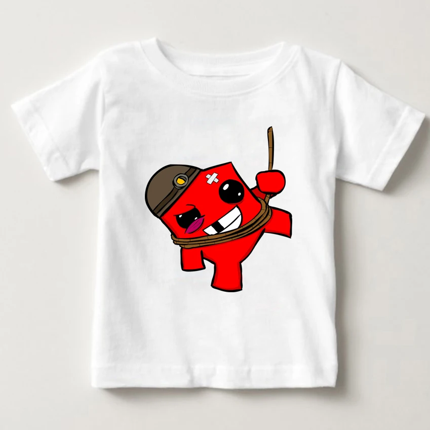 

Print Comical T-Shirt For Cotton Simple 2018 Tshirt boy Red Hot Super Meat Boy T Shirt Cute Camisas Shirt children shirt kids MJ