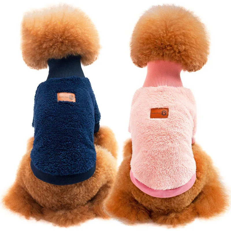 

Warm Pet Clothing Comfortable Soft Coral Fleece Dog Hoodies Turtleneck Sweaters for Small Dogs Teacup Poodle Winter Cat Clothes