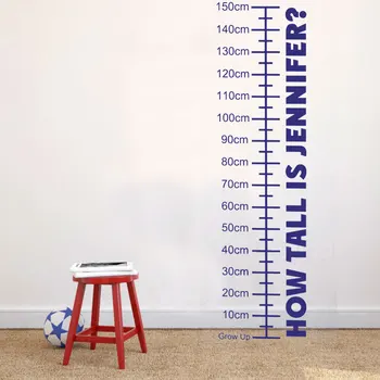 

Measuring height ruler customizable name vinyl wall applique boy girl room home decoration wallpaper art mural DZ13